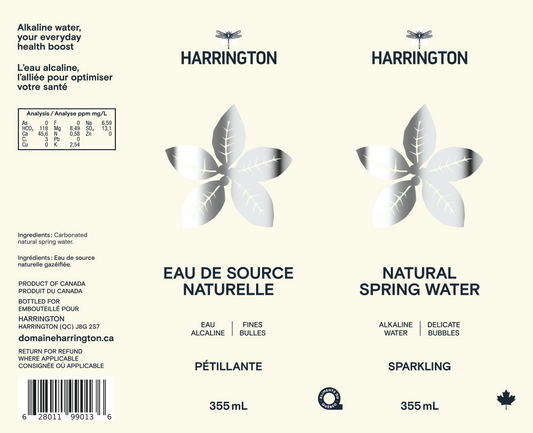 Eau de source naturelle pétillante_Harrington_informations