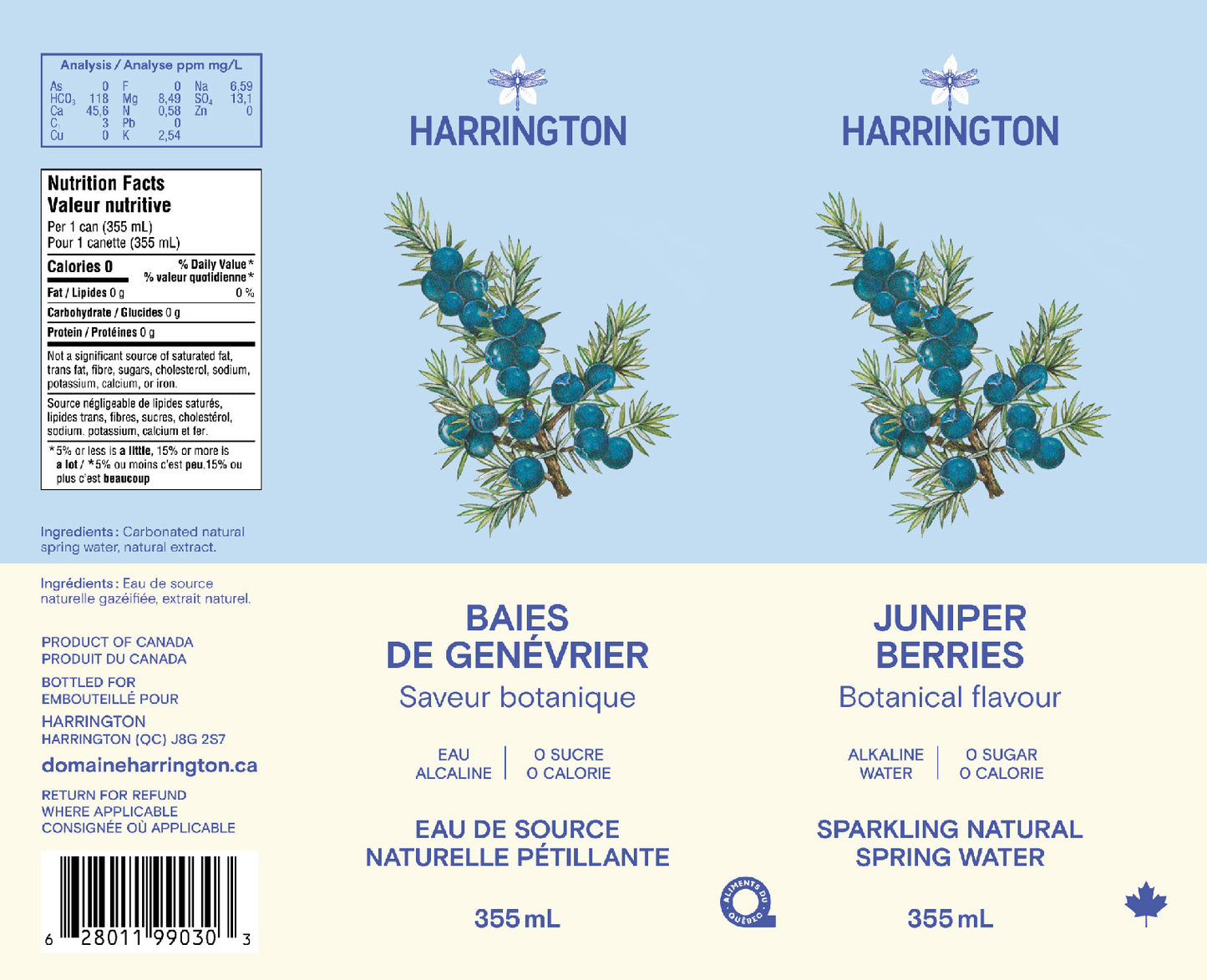 Juniper Berries Sparkling Natural Spring Water - 4 cans