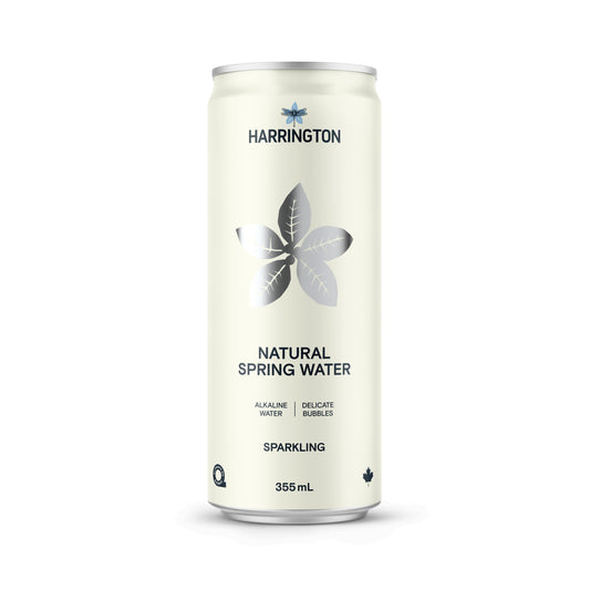Canette d’eau pétillante naturelle Harrington – source alcaline avec fines bulles