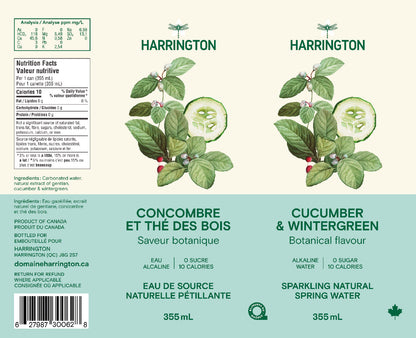 Eau pétillante botanique concombre & thé des bois - 4 canettes